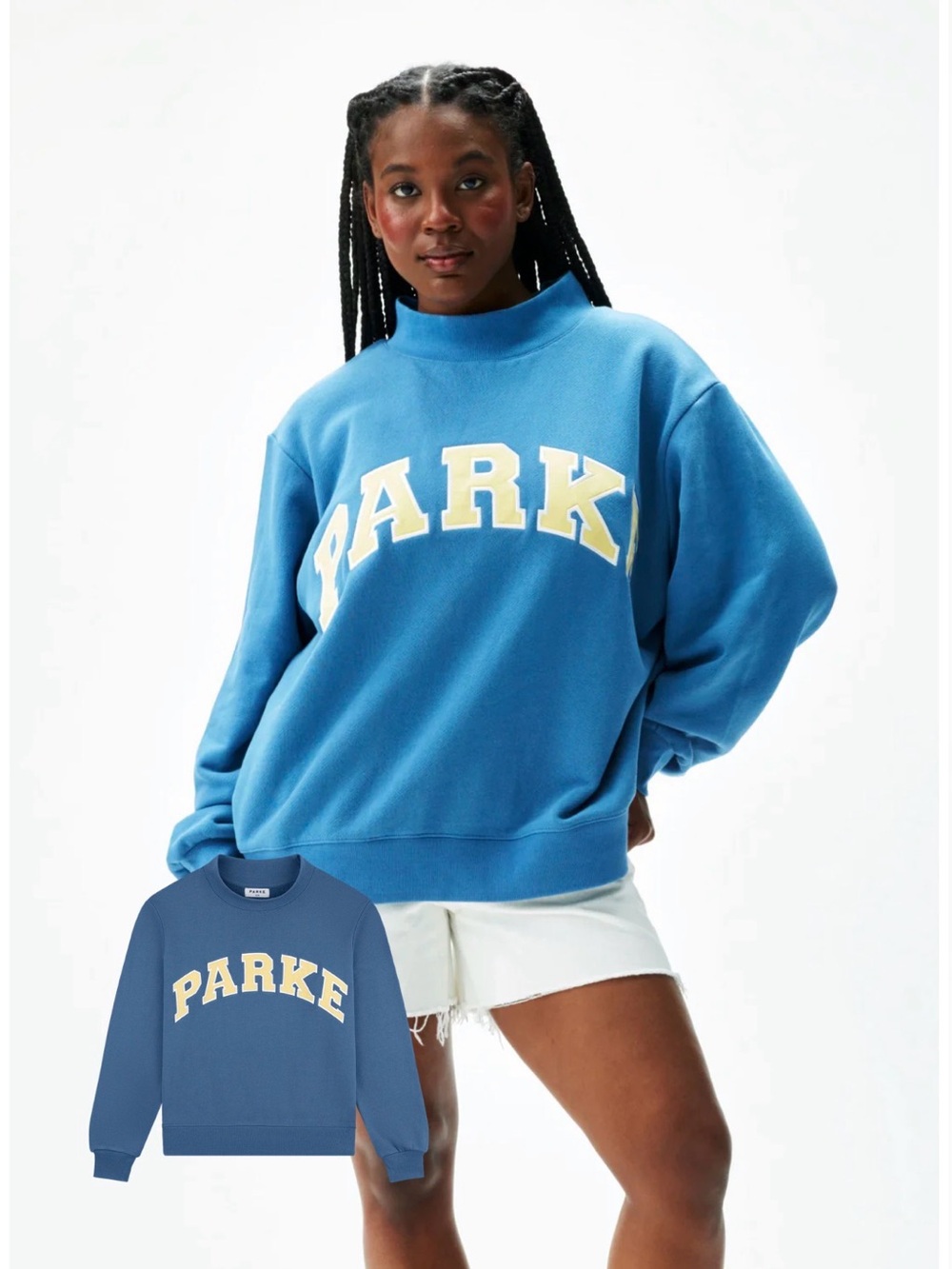 PARKE Summer Mock Neck Logo Sweatshirt – Size Small/Medium - Picture 1 of 3